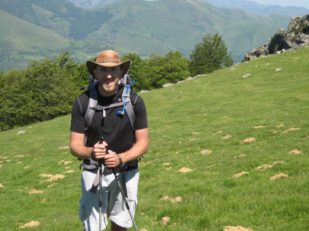 man in hiking clothes on the Camino de Santiago