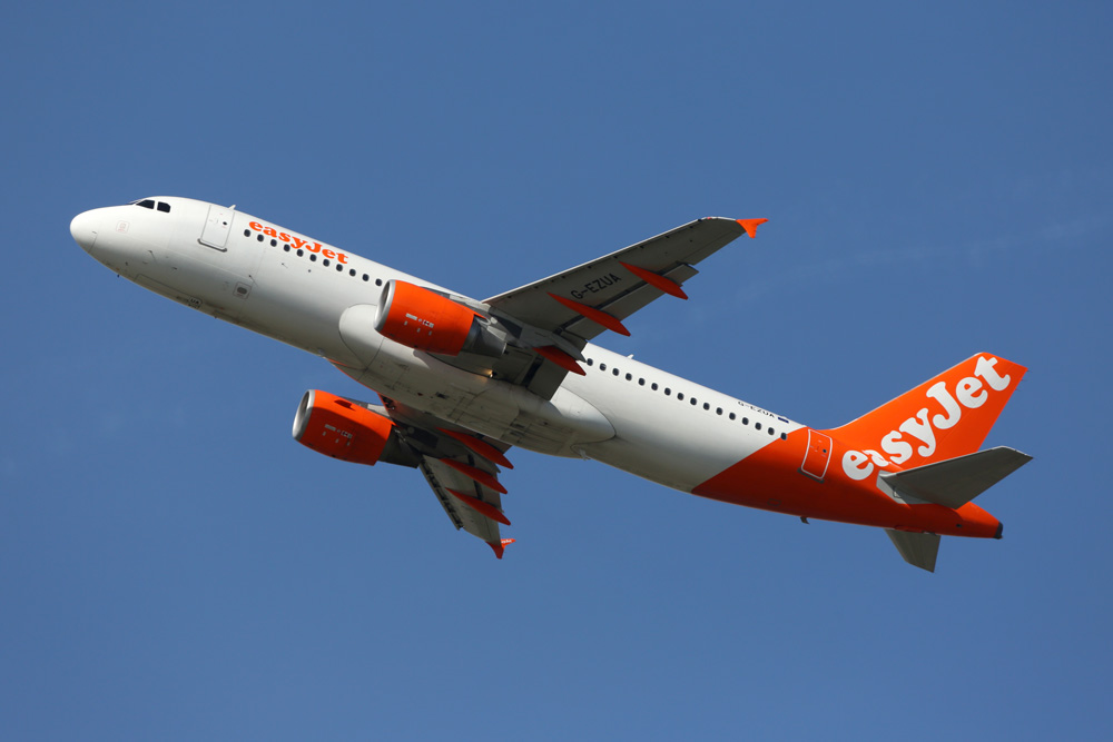 Easyjet plane on a blue sky