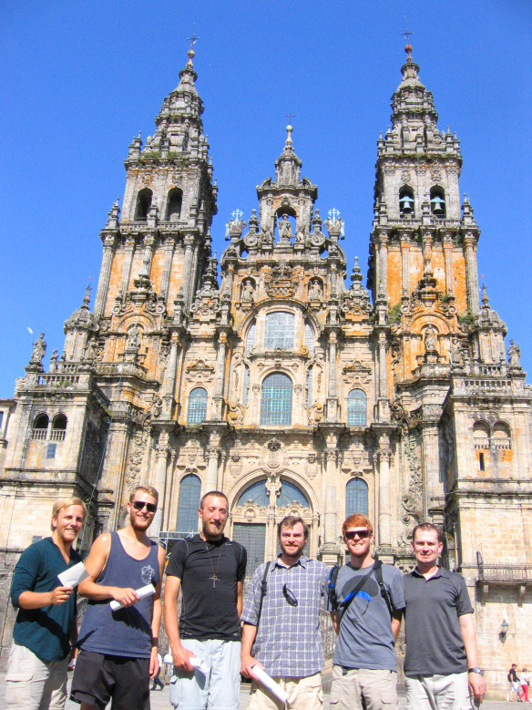 six mean in front of the Santiago Cathedral