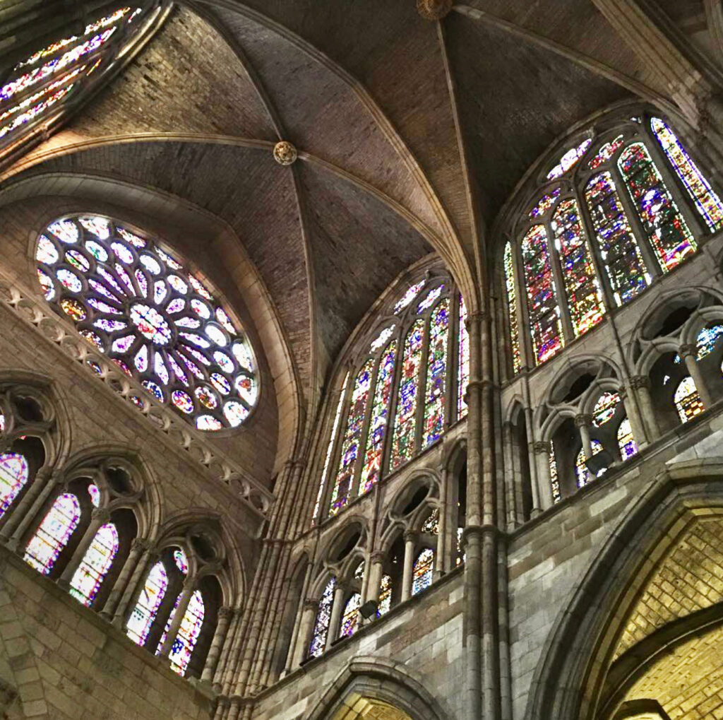 Santa Maria de Leon Cathedral  rose window and gothic stained glass