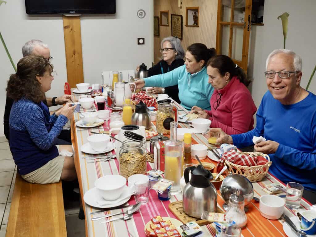 people having breakfast in a French bed and breakfast