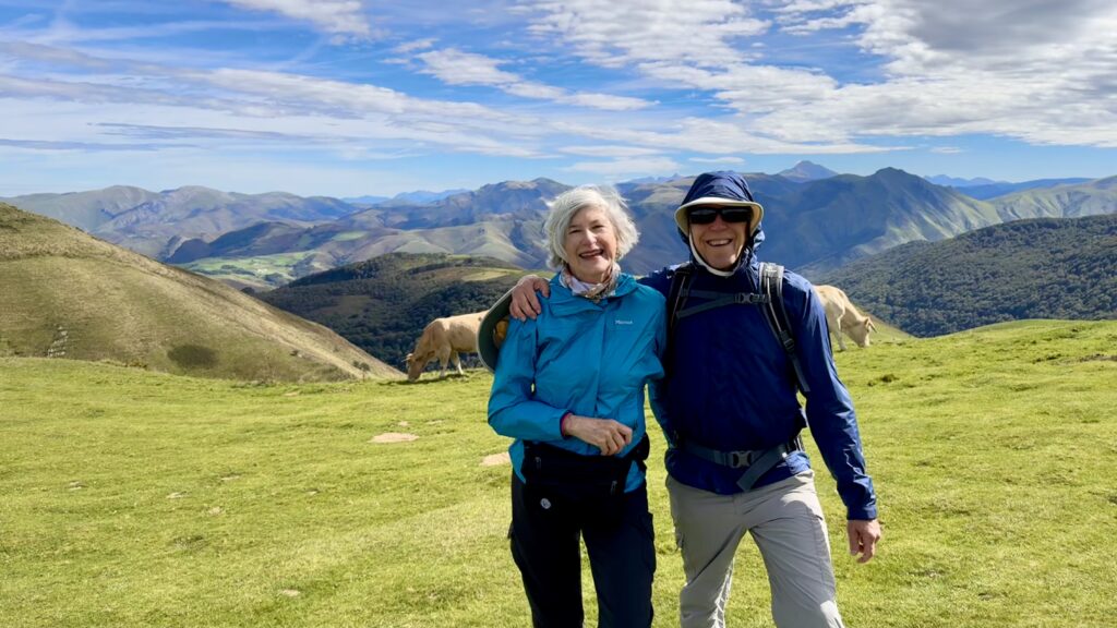 happy couple in the mountains